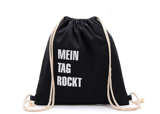 Качество  Custom Logo Canvas Drawstring Bags Black Canvas Cinch Backpack For Men фабрика