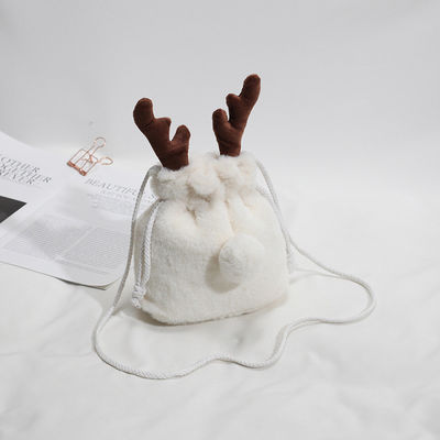 Сумка Antler северного оленя роскошной зимы сумки Drawstring рождества пушистая