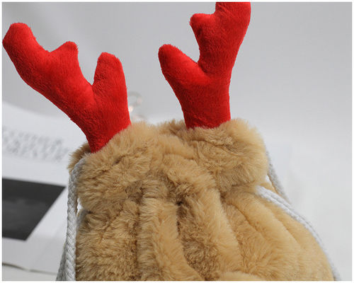 Сумка Antler северного оленя роскошной зимы сумки Drawstring рождества пушистая