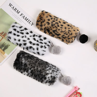 Творческая сумка хранения студента школьных принадлежностей девушек Pencilcase канцелярских принадлежностей сумки школы случая карандаша плюша печати леопарда милая