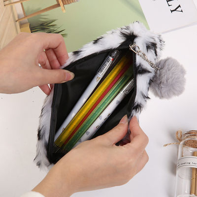 Творческая сумка хранения студента школьных принадлежностей девушек Pencilcase канцелярских принадлежностей сумки школы случая карандаша плюша печати леопарда милая