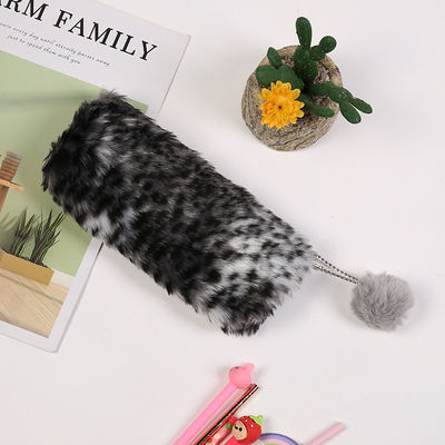 Творческая сумка хранения студента школьных принадлежностей девушек Pencilcase канцелярских принадлежностей сумки школы случая карандаша плюша печати леопарда милая