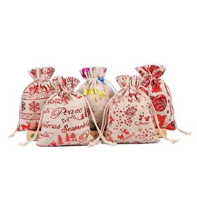 Мешок конфеты рюкзака сумки Drawstring джута мешковины рождества кладет OEM в мешки
