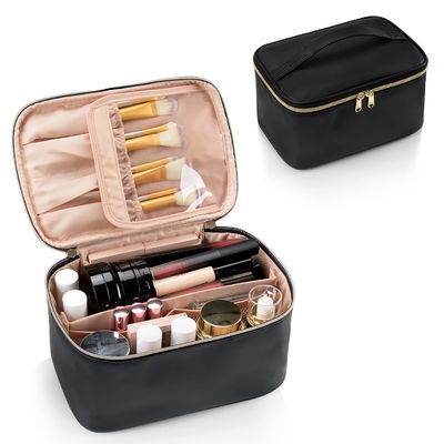 Перемещения молнии cosmeticbags дам сумка портативного водоустойчивого двухслойного косметическая с ручкой