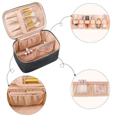 Перемещения молнии cosmeticbags дам сумка портативного водоустойчивого двухслойного косметическая с ручкой