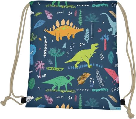 Сумки Drawstring спортзала динозавра сумки школы мальчиков динозавра мультфильма облегченные портативные для спорт перемещения