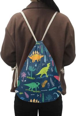 Сумки Drawstring спортзала динозавра сумки школы мальчиков динозавра мультфильма облегченные портативные для спорт перемещения
