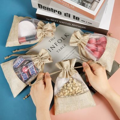 Мешки ювелирных изделий сумки подарка Drawstring сумок облегченной прочной мешковины отвесные для благосклонности свадебного банкета конфеты