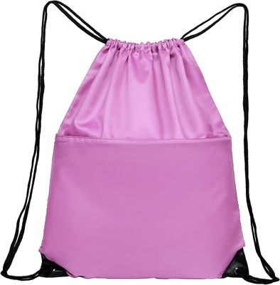 карман стороны молнии w мешка пакета сумки Tote Drawstring спортзала спорт нейлона 210D складной для женщин людей розовых