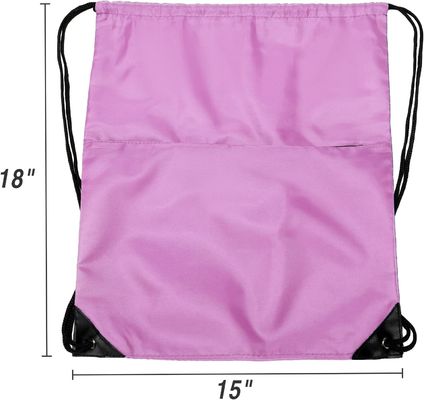 карман стороны молнии w мешка пакета сумки Tote Drawstring спортзала спорт нейлона 210D складной для женщин людей розовых