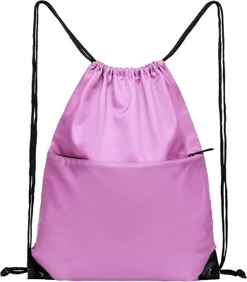 карман стороны молнии w мешка пакета сумки Tote Drawstring спортзала спорт нейлона 210D складной для женщин людей розовых