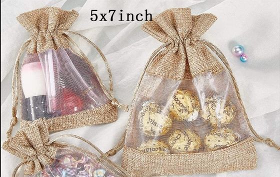 Мешковина сумки Organza сумки мешковины отвесная кладет сумки в мешки подарка с Drawstring, для благосклонностей свадебного банкета косметические образцы цепляют мешок