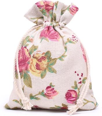 Мешок цветка мешковины сумок Drawstring кладет подарок в мешки кладет мешки в мешки ювелирных изделий для свадебного банкета ремесла DIY, 5X7 медленно двигает