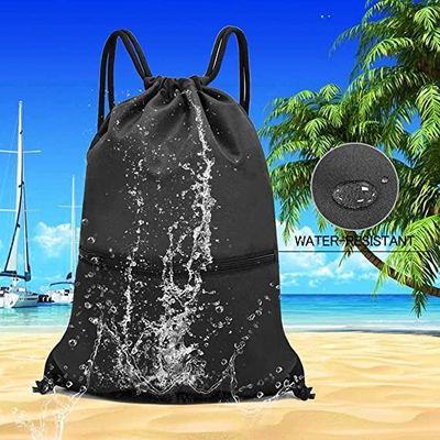 Recyclable и прочная черная водоустойчивая сумка рюкзака Drawstring емкости лагера