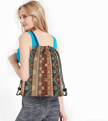 Богемец рюкзака сумки Drawstring Boho флористический вводит картину в моду племенного батика искусства безшовную