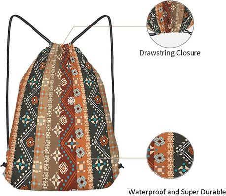 Богемец рюкзака сумки Drawstring Boho флористический вводит картину в моду племенного батика искусства безшовную