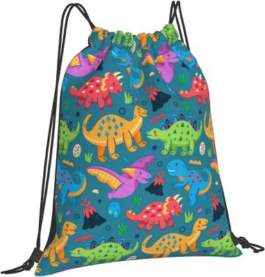 Сумки Drawstring рюкзака Drawstring для сумок строки танца спортзала подростка мальчиков девушек детей ссыпают водоустойчивый динозавр