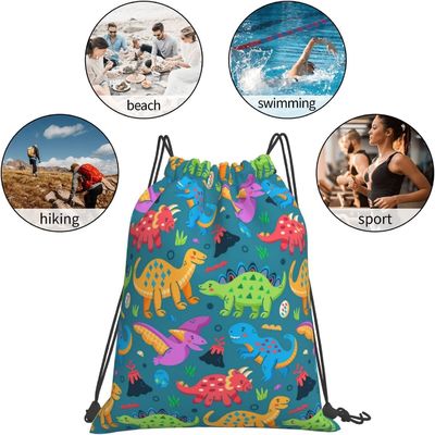 Сумки Drawstring рюкзака Drawstring для сумок строки танца спортзала подростка мальчиков девушек детей ссыпают водоустойчивый динозавр