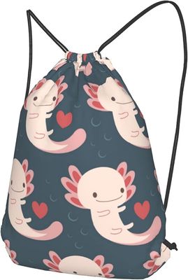 Рюкзак Drawstring с аксолотлями, сердцами и пузырями - прелестными и практически - соответствующими для женщин и девушек