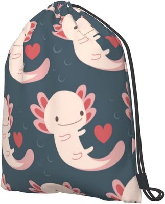Рюкзак Drawstring с аксолотлями, сердцами и пузырями - прелестными и практически - соответствующими для женщин и девушек