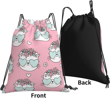 Облегченные сумки Drawstring рюкзака Drawstring для сумок строки танца спортзала подростка мальчиков девушек детей ссыпают водоустойчивый кот