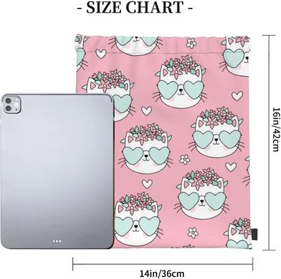 Облегченные сумки Drawstring рюкзака Drawstring для сумок строки танца спортзала подростка мальчиков девушек детей ссыпают водоустойчивый кот