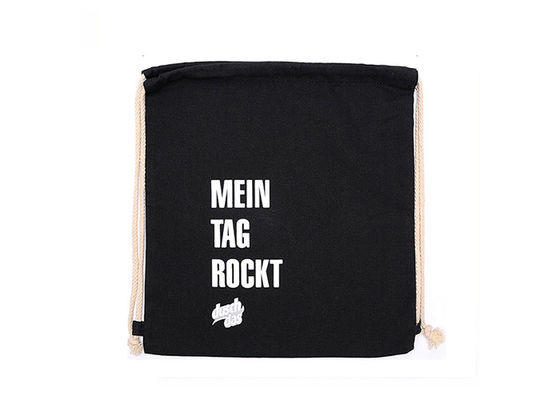 Изготовленный на заказ рюкзак Cinch холста сумок Drawstring холста логотипа черный для людей